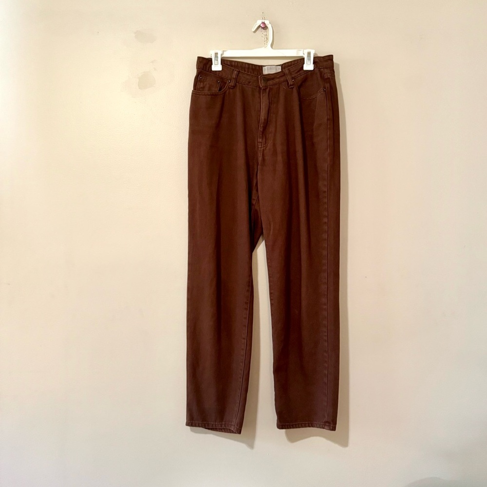 Neshki Jeans Brown straight leg pants relaxed fit